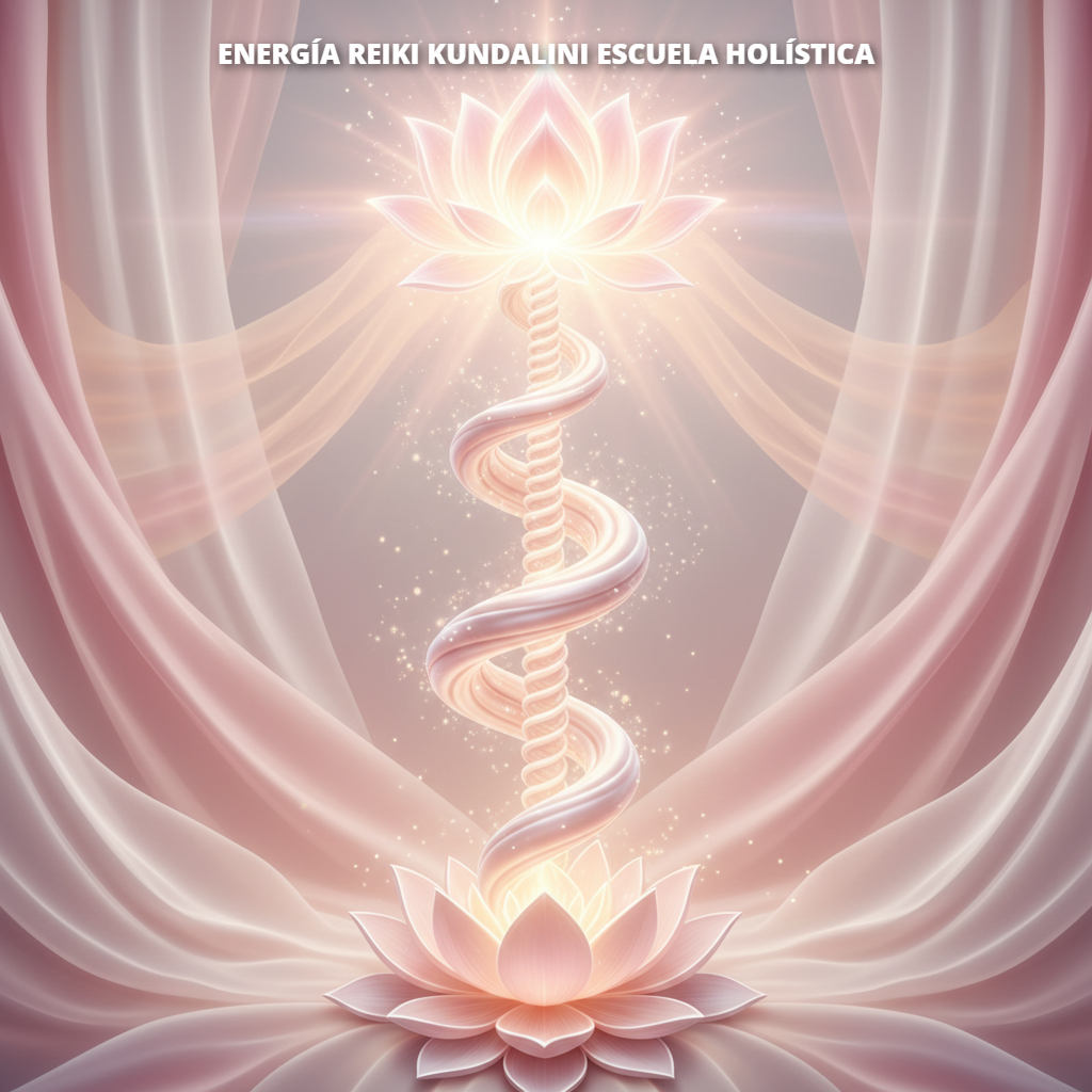 lustración del despertar de Kundalini con energía ascendente por la columna vertebral.